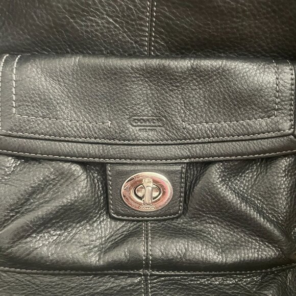 Coach Penelope Black Pebbled Leather Shoulder Bag F19045 - Picture 4 of 13